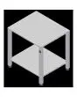 SOPORTE FIJO - Cod. EKT 423 - Mesa fija de acero Inox Aisi 430 - Para los modelos EKF 423, EKF 443 y EKF 523 en todas sus versiones - Medidas cm. A 61 x F 63 x 79,1 H