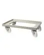 CARRO PORTACAJAS EN ABS PARA CONTENEDORES DE PIZZA - CAPACIDAD DE CARGA Kg. 250 - PESO Kg. 3,70 - MEDIDAS EXTERIORES cm. L 60 x P 40 - COLOR SEDA GRIS