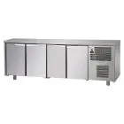 MESA REFRIGERADA DE ACERO INOX AISI 304 - Mod. UG04M60 - VENTILADAS - N. 4 PUERTAS - Temperatura 0°/+10°C - Medidas cm. L 236 x P 60 x h 85/92 - CE