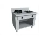 COCINA EURASIA A GAS 2 FUEGOS  - MOD. PAP02 - Construida exclusivamente a medida - Armario abierto - Estante liso - Potencia a gas a elegir entre kW 3,0/4,5/7,5/9,5/14/21 - Medidas: cm A 100 x F 70 x H 85 - Homologación CE