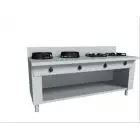 COCINA EURASIA A GAS 4 FUEGOS  - MOD. PAP04 - Construida exclusivamente a medida - Armario abierto - Estante liso - Potencia a gas a elegir entre kW 3,0/4,5/7,5/9,5/14/21 - Medidas: cm A 200 x F 70 x H 85 - Homologación CE