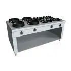 COCINA EURASIA A GAS 8 FUEGOS  - MOD. PAP08 - Construida exclusivamente a medida - Armario abierto - Estante liso - Potencia a gas a elegir entre kW 3,0/4,5/7,5/9,5/14/21 - Medidas: cm A 200 x F 100 x H 85 - Homologación CE