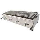Barbacoa de GAS de piedra volcánica - Mod 130BAR - Potencia 22 kw - Parrilla pavonada (AxF) 1226x396 mm - Quemadores n 8 - Dimensiones A 1310 x F 587 x H 364 mm - Peso 78 kg