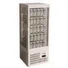 EXPOSITOR VITRINA DE SOBREMESA REFRIGERADO PARA BEBIDAS - CRISTAL DOBLE EN LOS 4 LADOS - Mod. G-TCBD98 -Temperatura +2º/+8ºC - CAPACIDAD Lt 98 -  Alimentación MONOFÁSICA 230V/1/50Hz - Potencia W 170 - Medidas cm A 42,8 x F 38,6 x h 115 - Peso Kg 38