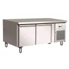 MESA REFRIGERADA DE ACERO INOX AISI 304 - VENTILADO - ALTURA 65 CM - Mod. G-UGN2100TN - GASTRONORM 1/1 (cm 53 x 32,5) - N. 2 PUERTAS - CAPACIDAD BRUTA Lt 170 - TEMPERATURA -2°/+8°C - Medidas cm. A 136 x F 70 x h 65 - CE