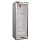 ARMARIO DE REFRIGERACIÓN DE ACERO INOX - ESTÁTICO - ECO - Mod. G-ER400GSS - N. 1 PUERTA DE CRISTAL - CAPACIDAD Lt 350 - TEMPERATURA +2°/+8°C - Medidas cm A 60 x F 58,5 x h 185,5 - CE