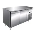 MESA REFRIGERADA DE ACERO INOX AISI 304 - VENTILADO - Mod. G-GN2100TN - GASTRONORM 1/1 (cm 53 x 32,5) - 2 PUERTAS - CAPACIDAD BRUTA Lt 282 - TEMPERATURA -2°/+8°C - Medidas cm. A 136 x F 70 x h 86 - CE