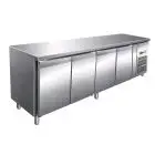 MESA REFRIGERADA DE ACERO INOX AISI 304 - VENTILADO - Mod. G-GN4100TN - GASTRONORM 1/1 (cm 53 x 32,5) - 4 PUERTAS - CAPACIDAD BRUTA Lt 553 - TEMPERATURA -2°/+8°C - Medidas cm. A 223 x F 70 x h 86 - CE