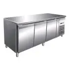 MESA REFRIGERADA DE ACERO INOX AISI 304 - PARA SNAKS - VENTILADO - Mod. G-SNACK3100TN - 3 PUERTAS - CAPACIDAD BRUTA Lt 339 - TEMPERATURA -2°/+8°C - Medidas cm. A 179,5 x F 60 x h 86 - CE