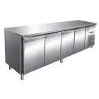 MESA REFRIGERADA DE ACERO INOX AISI 304 - PARA SNAKS - VENTILADO - Mod. G-SNACK4100TN - 4 PUERTAS - CAPACIDAD BRUTA Lt 449 - TEMPERATURA -2°/+8°C - Medidas cm. A 223 x F 60 x h 86 - CE
