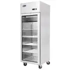 ARMARIO FRIGORÍFICO de ACERO INOX - Para SNACK - Mod. YCF9407GR - VENTILADO - Capacidad LT 410 - N. 1 Puerta de Cristal - TEMPERATURA -17°/-20°C - Dim. cm L 60 x P 73 x h 195,5 - CE