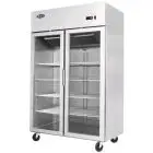 ARMARIO FRIGORÍFICO COMPACTO de ACERO INOX - Mod. YCF9408GR - VENTILADO - Capacidad LT 900 - N. 2 Puertas de Cristal - TEMPERATURA -17°/-20°C - Dim. cm L 120 x P 73 x h 195,5 - CE