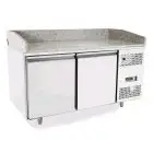 MESA REFRIGERADA PARA PREPARACIÓN DE PIZZA EN ACERO INOX - Mod. EPF3495GR - CLASE ENERGÉTICA A - PARA CAJAS DE PIZZA cm 60x40 - VENTILADO - N. 2 Puertas - Temperatura -2°/+8°C - Dim. cm. L 151 x P 80 x h 100/160 - CE