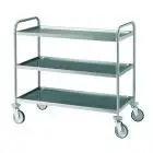 Carro de servicio tres pisos - Mod 1405 - Estructura en acero inox - Planos moldeados en forma de bandeja - Medidas cm L 109 x P 59 x h 95