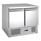 MESA ENSALADERA Y MESA DE TRABAJO REFRIGERADA - Mod. G-S901 FC - ESTÁTICA - GASTRONORM 1/1 (cm 53 x 32,5) - 2 PUERTAS REFRIGERADAS - TEMPERATURA +2°/+8°C - Medidas cm.  A 90 x F 70 x h 85 - CE