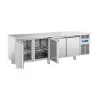 MESA REFRIGERADA DE ACERO INOX - PARA PASTELERÍA - MOD. PA 4100 - N. 4 PUERTAS - VENTILADO - CAPACIDAD Lt. 750 - TEMPERATURA 0° / +8° C - DIM. Cm L 248 x P 80 x H 85 - CE