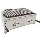Barbacoa de GAS de piedra volcánica - Mod 70BAR - Potencia 11 kw - Parrilla pavonada (AxF) 610x396 mm - Quemadores n 4 - Dimensiones A 692 x F 587 x H 364 mm - Peso 39 kg