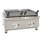Parrilla de GAS VASCA de piedra volcánica - Mod 70VASN - Potencia 11 kw - Parrilla (AxF) 610x396 mm - Quemadores n 4 - Dimensiones A 692 x F 587 x H 364 mm
