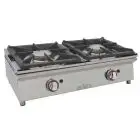 Cocina de Gas de sobremesa - Mod 80CGN - Potencia 11,6 kw - Superficie útil (AxF) 800x400 mm - Quemadores n 2 - Dimensiones A 806 x F 450 x H 240 mm - Peso 24 kg