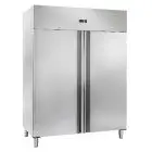 ARMARIO FRIGORÍFICO DE ACERO INOX - VENTILADO - Mod. CM 1400 BT - GASTRONORM 2/1 (cm 65 x 53) - N. 2 PUERTAS - CERRADURA - CAPACIDAD LT 1400 - TEMPERATURA -18° /-22° C - Dim. cm L 148 x P 83 x h 201 - CE