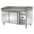 MESA REFRIGERADA PARA PREPARACIÓN DE PIZZA EN ACERO INOX - Para Contenedores o Cajas de PIZZA cm 60 x 40 x 7 H - VENTILADO - Mod. CM2602TN - N. 2 Puertas Refrigeradas - TEMPERATURA -2°/+8°C - Medidas cm. L 151 x P 80 x h 105 - CE