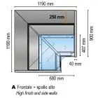 Pantalla refrigerada 90° AC FA (esquina cerrada) con cristal recto - Ductible - Dimensiones cm L 118,8 x D 89,8 x H 126