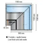 Pantalla refrigerada 90° Esquina AA FB (Abierta) con cristal recto - Conducto - Dimensiones cm L 119 x P 90 x H 126