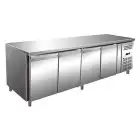 MESA REFRIGERADA DE ACERO INOX AISI 304 - VENTILADO - Mod. ECZ4100BT - GASTRONORM 1/1 (cm 53 x 32,5) - N. 4 PUERTAS - CAPACIDAD Lt 616 - TEMPERATURA -10°/-20°C - Dim. cm. L 223 x P 70 x h 86 - CE