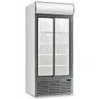 EXPOSITOR REFRIGERADO PARA BEBIDAS - VENTILADO - Mod EN 113 VE UN WHITE - CAPACIDAD Lt 852 - 2 PUERTAS DE VIDRIO CORREDIZAS - TEMPERATURA 0°/+10°C - MEDIDAS cm L 110,3 x P 69 x H 200,1 - NORMA CE