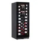 VITRINA REFRIGERADA PARA VINOS - Mod. EY160I1VD NL - VENTILADA - TEMPERATURA °C +2/+20 - N. 1 PUERTA ACRISTALADA - ESTRUCTURA DE CHAPA BARNIZADA EN NEGRO - CAPACIDAD LORDA Lt. 386 - Potencia W 130 -MONOFASE - Medidas cm L 59,5 x P 69 x H 160