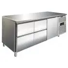 MESA REFRIGERADA EN ACERO INOX AISI 304 - VENTILADA - Mod CXF3140TN - GASTRONORM 1/1 (cm 53 x 32,5) - N 1 PUERTA REFRIGERADA - N 4 CAJONES REFRIGERADOS - CAPACIDAD Lt 358 - TEMPERATURA -2°/+8°C - Medidas cm L 179,5 x P 70 x h 86