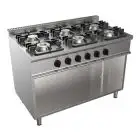 COCINA A GAS 6 FUEGOS - MOD. G7NURG6DC6M - Armario abierto - Potencia kW 27 - Medidas: cm A 120 x F 70 x H 85 - Homologación CE
