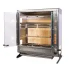ASADOR VERTICAL ELÉCTRICO - MOD. ELBA12/PE 4 ASTE - CAPACIDAD N 12 POLLOS - N 4 espadas de tubular inox mm 12 x 12 mm Longitud cm 54,3 - Resistencia blindada - Alimentación 400 V TRIFÁSICA - Potencia 5,6 Kw - Medidas cm A 70 x F 39,1 x 81,8 h - CE