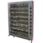 ASADOR VERTICAL ELÉCTRICO - MOD. ELBA48/PE - CAPACIDAD N.36 POLLOS - N. 8 espadas de tubular inox mm 12 x 12 Longitud cm 96 - Resistencias, cada uno con interruptor - Alimentación 400 V TRIFÁSICA - Potencia 20,5 Kw - Medidas: cm A 112,1 x F 39,1 x 155,6 h
