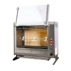 ASADOR VERTICAL A GAS - MOD. ELBA9/PG - CAPACIDAD N 9 POLLOS - N 3 espadas de tubular inox mm 12 x 12 mm Longitud cm 54,3 - Quemador con válvula de seguridad, piezo - Alimentación 230 V MONOFÁSICA - Potencia 92 W - Potencia térmica 8 Kw - Medidas cm A 70 