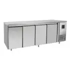 MESA REFRIGERADA DE ACERO INOX - VENTILADO - Mod.FQG4553 - Gastronorm 1/1 (cm 53 x 32,5) - N. 4 Puertas - Capacidad Lt 560 - TEMPERATURA 0°/+8°C - Dim. cm. L 223 x P 70 x h 85 - CE