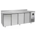 MESA REFRIGERADA CON PETO DE ACERO INOX - VENTILADO - Mod.EPF3442GR-SB-304T - CLASE ENERGÉTICA A - GASTRONORM 1/1 (cm 53 x 32,5) - N. 4 Puertas - Capacidad Lt 560 - TEMPERATURA -2°/+8°C - Dim. cm. L 223 x P 70 x h 95 - CE