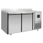 MESA REFRIGERADA CON PETO DE ACERO INOX - VENTILADO - Mod. FQG4573A - Gastronorm 1/1 (cm 53 x 32,5) - N. 2 Puertas - Capacidad Lt 280 - TEMPERATURA -22°/-17°C - Dim. cm. L 136 x P 70 x h 95 - CE