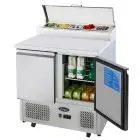 SALADETTE REFRIGERADA DE ACERO INOX AISI 304 - Mod. ESL3832GR - ESTÁTICA - GASTRONORM 1/1(cm 53 x 32,5) - N. 2 Puertas Refrigeradas - TEMPERATURA -2°/+8°C - Dim. cm. L 90 x P 70 x h 94,7 - CE