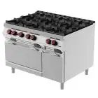 COCINA DE GAS - MOD. FAG93M0 - N. 6 fuegos - Con llama piloto - Horno estático de gas cm L 65 x P 56 x 30 H - Compartimento neutro con puerta - Dimensiones: cm L 120 x P 90 x H 90 - CE