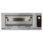HORNO A GAS MECÁNICO PARA PIZZA - Mod HN 9 - 1 cámara - Superficie de cocción con ladrillos refractarios - Dimensiones de la cámara cm L 105 x P 105 x 15 H - Número de pizzas 9 (Ø 30/34 cm) - Potencia 29 kW - Norma CE