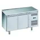 MESA REFRIGERADA DE ACERO INOX AISI 201 - PASTELERÍA - VENTILADO - Mod. G-PA2100TN-FC - 2 PUERTAS - CAPACIDAD BRUTA Lt 390 - TEMPERATURA -2°/+8°C - Medidas cm. A 151 x F 80 x h 85 - CE