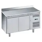 MESA REFRIGERADA CON PETO DE ACERO INOX AISI 201 - PARA SNAKS - VENTILADO - Mod. G-SNACK2200TN-FC - 2 PUERTAS - CAPACIDAD BRUTA Lt 159 - TEMPERATURA -2°/+8°C - Medidas cm. A 136 x F 60 x h 95 - CE