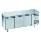 MESA REFRIGERADA DE ACERO INOX AISI 201 - PARA SNAKS - VENTILADO - Mod. G-SNACK3100TN-FC - 3 PUERTAS - CAPACIDAD BRUTA Lt 239 - TEMPERATURA -2°/+8°C - Medidas cm. A 179,5 x F 60 x h 85 - CE