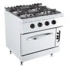 COCINA DE GAS - MOD. K7S212N - N. 6 fuegos - Con llama piloto - Horno de gas estático GN 3/1 - Medidas cm L 120 x P 73 x H 90 - Homologación CE