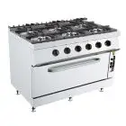 COCINA DE GAS - MOD. K7S213N - N. 8 fuegos - Con llama piloto - 2 hornos de gas estáticos GN 2/1 - Medidas cm L 160 x P 73 x H 90 - Homologación CE