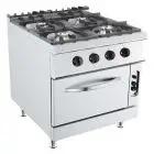 COCINA DE GAS - MOD. K9S210NG - N. 4 fuegos - Con llama piloto - Horno eléctrico GN 2/1  - Medidas cm L 80 x P 90 x H 90 - Homologación CE