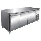 MESA REFRIGERADA DE ACERO INOX AISI 304 - VENTILADO - Mod. G-GN3100TN - GASTRONORM 1/1 (cm 53 x 32,5) - 3 PUERTAS - CAPACIDAD BRUTA Lt 417 - TEMPERATURA -2°/+8°C - Medidas cm. A 179,5 x F 70 x h 86 - CE
