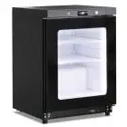 Armario frigorífico estático con ventilador y puerta de cristal modelo GN 200 G TN BLK, temperatura +2°C / +10°C, capacidad bruta 200 Lt, dimensiones exteriores 600 x 625 x 850 mm.