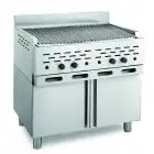 BARBACOAS DE PIEDRA VOLCÁNICA - MOD. 2100/R2M - VERSIÓN MONOBLOQUE SOBRE MUEBLE - POTENCIA Kw/h 22,52 - ALIMENTACIÓN METANO-GPL - Medidas cm A 89 x F 70 x h 85 - Homologación CE